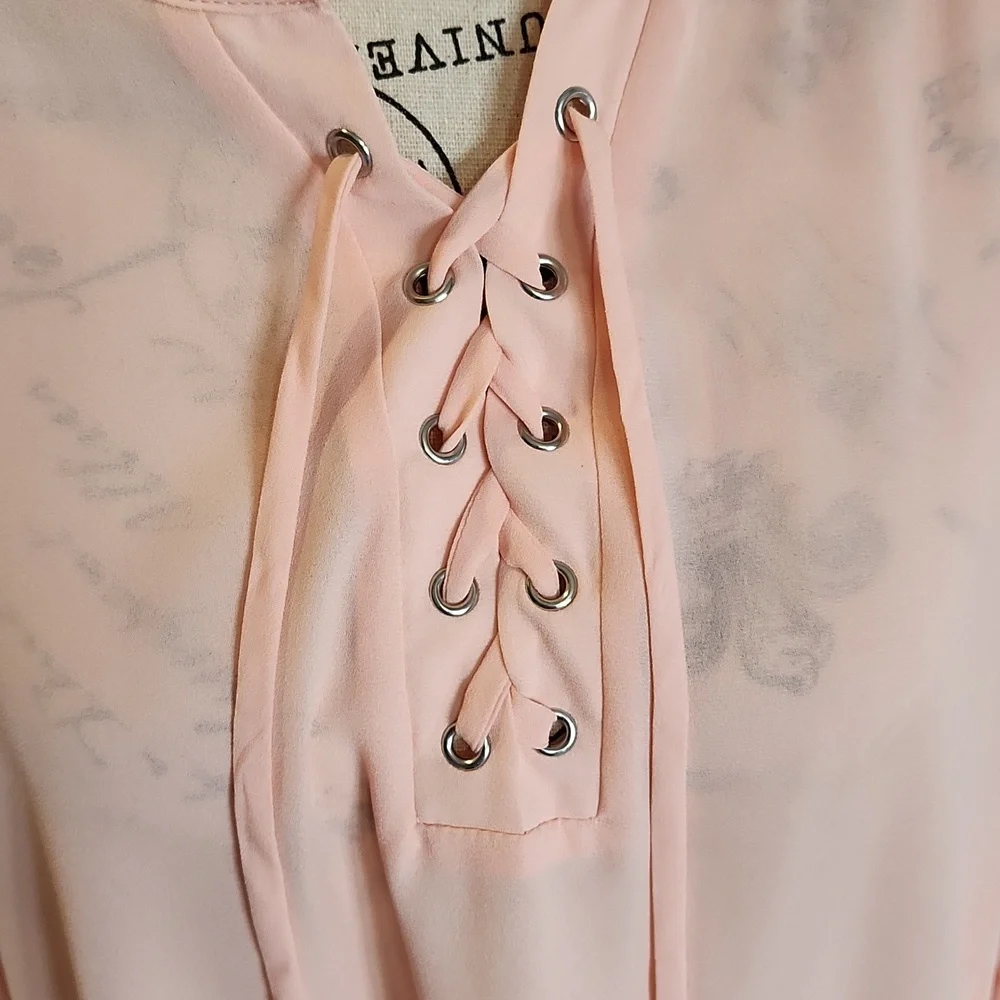 Decree Sheer Peach Blouse, XL - Picture 3 of 10